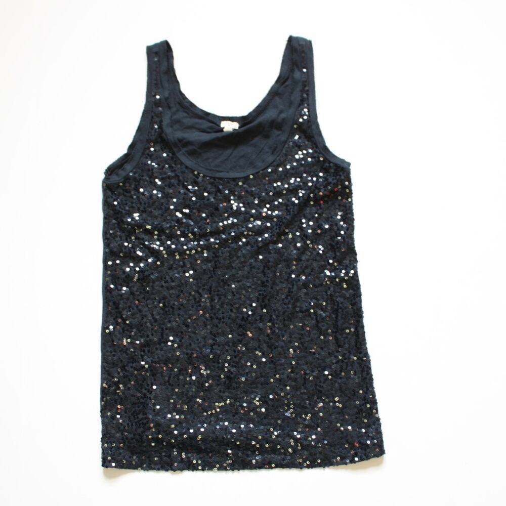 J. Crew Factory Tank Top Women's Size Small Navy Sequin